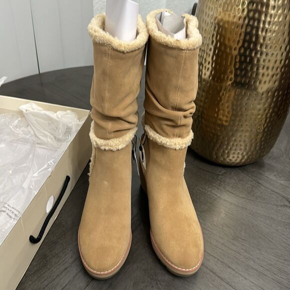 Anne Klein Womens Preslie Water Resistant Slouchy Wedge Boots Shoes - Picture 3 of 9